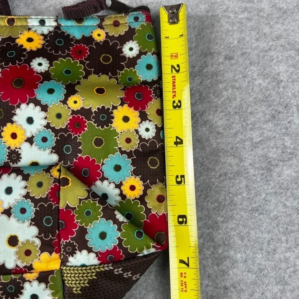 Thirty-One Thermal Lunch Picnic Tote Argyle Floral Trim Zipper Bag 14x7x4.5 - Picture 5 of 8